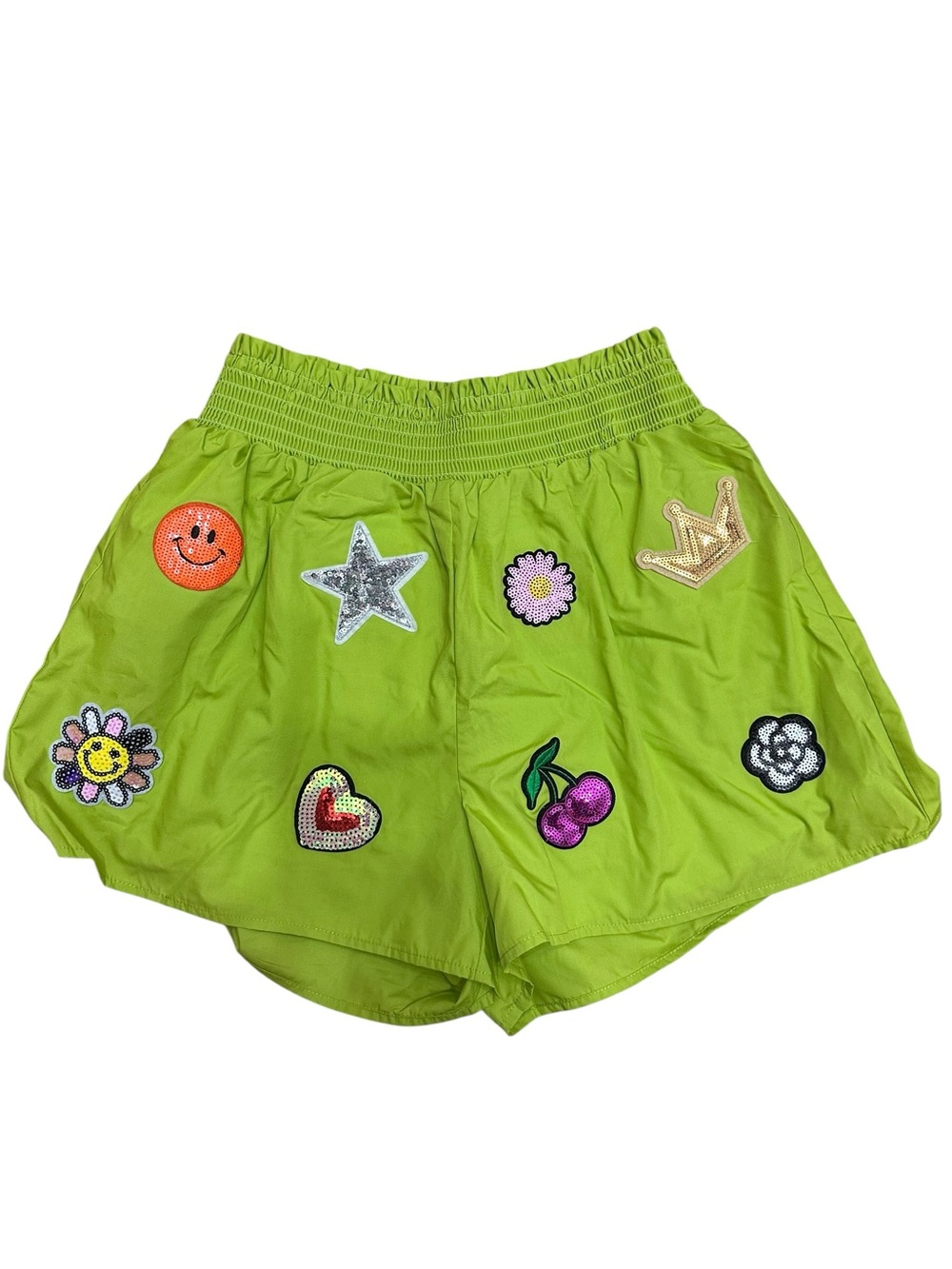 entro Lime Green Patchwork Athletic Shorts